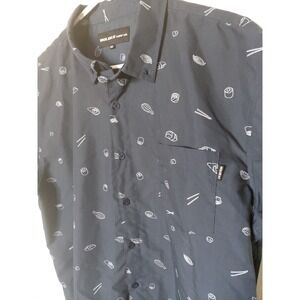 MOLOKAI Surf Co Mens XXL Button Up Shirt Windsurf,short Sleeve, navy Blue